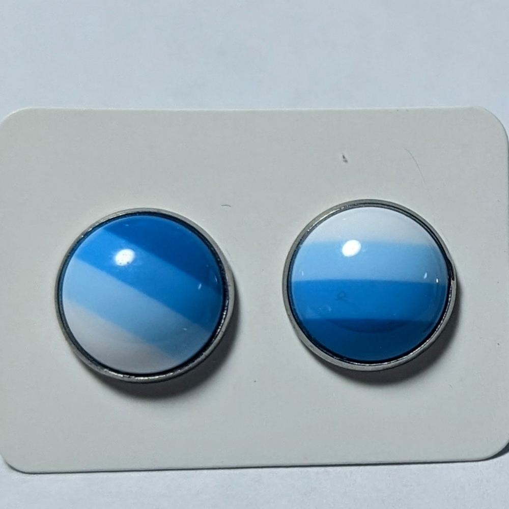 Hand crafted silver blue ombre studs